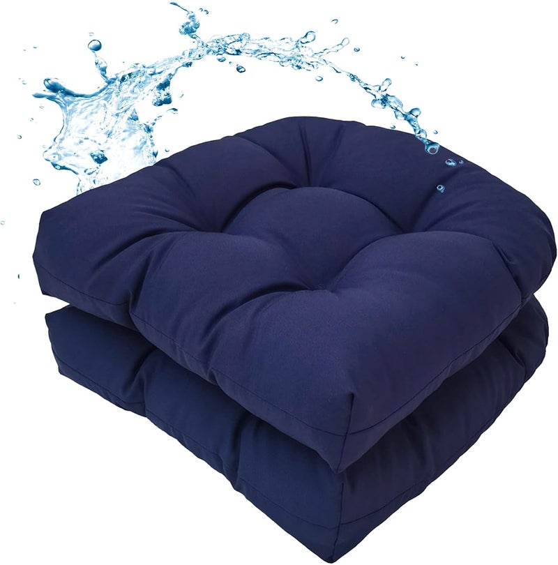 MTMR Water-Repellent Outdoor Chair Cushions Set of 2, 19”X19” Patio Chair Cushions with High Elasticity PP Cotton, No Fading Tufted Seat Cushions for Outdoor Furniture, Thick and Large Patio Cushions - Image 1